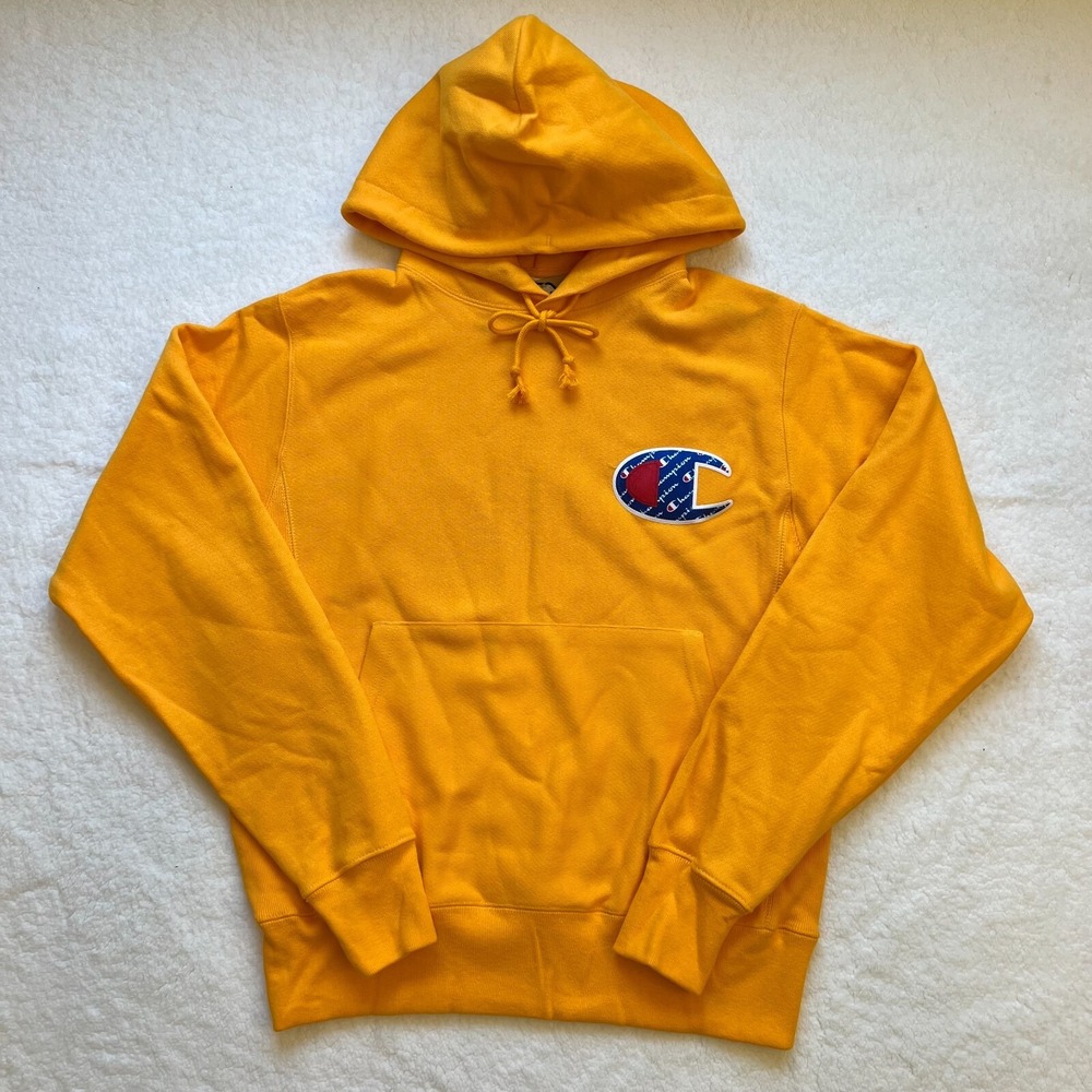 Champion Reverse Weave Men's Hoodie Sweatshirt Yellow Size‎ S VTG NWT